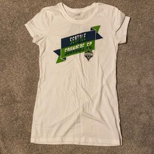 Seattle Sounders White Adidas T Shirt, Size M